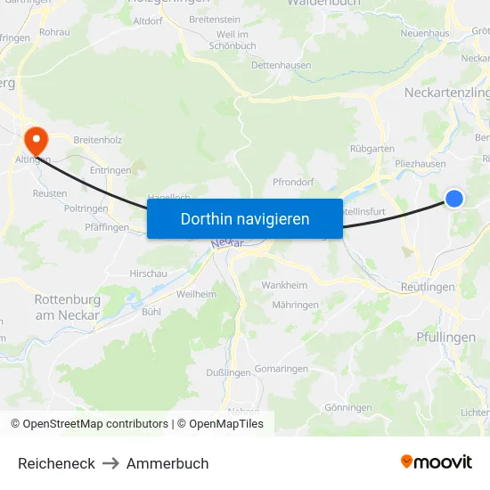 Reicheneck to Ammerbuch map