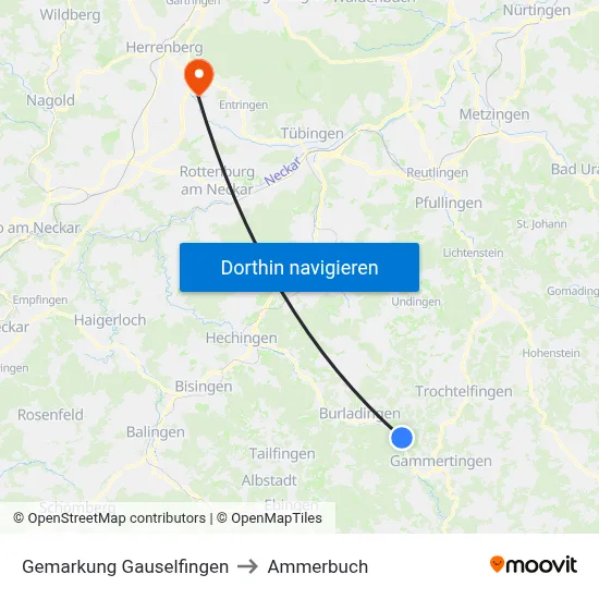 Gemarkung Gauselfingen to Ammerbuch map