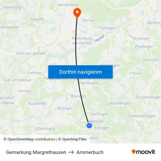 Gemarkung Margrethausen to Ammerbuch map