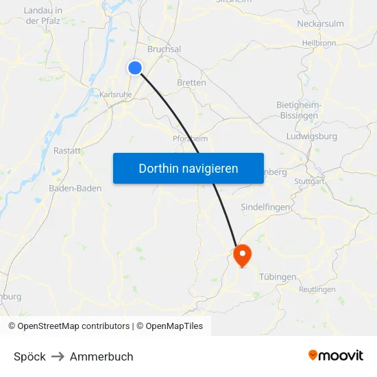 Spöck to Ammerbuch map