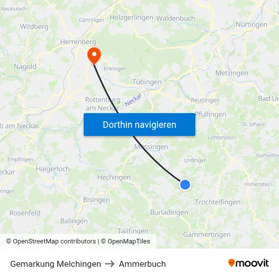 Gemarkung Melchingen to Ammerbuch map
