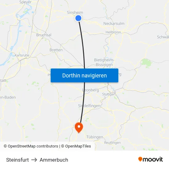 Steinsfurt to Ammerbuch map