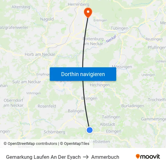 Gemarkung Laufen An Der Eyach to Ammerbuch map