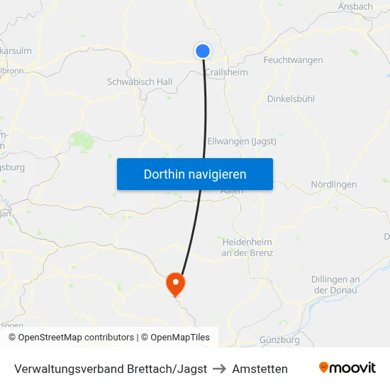 Verwaltungsverband Brettach/Jagst to Amstetten map