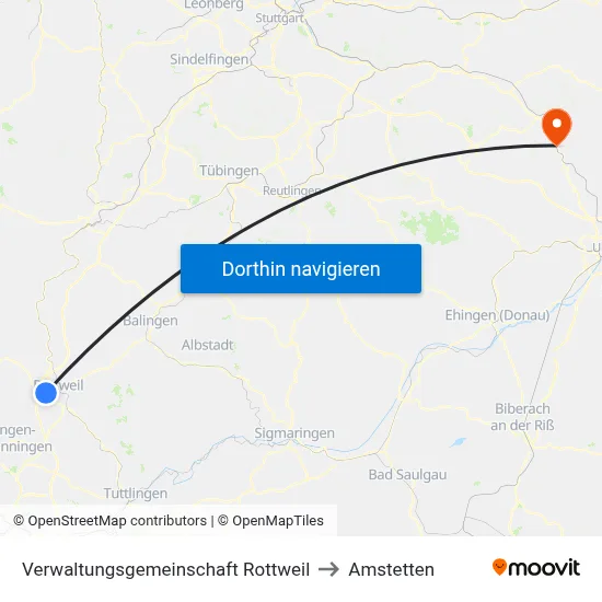 Verwaltungsgemeinschaft Rottweil to Amstetten map