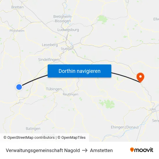 Verwaltungsgemeinschaft Nagold to Amstetten map