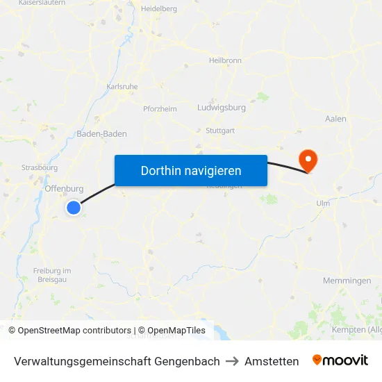 Verwaltungsgemeinschaft Gengenbach to Amstetten map