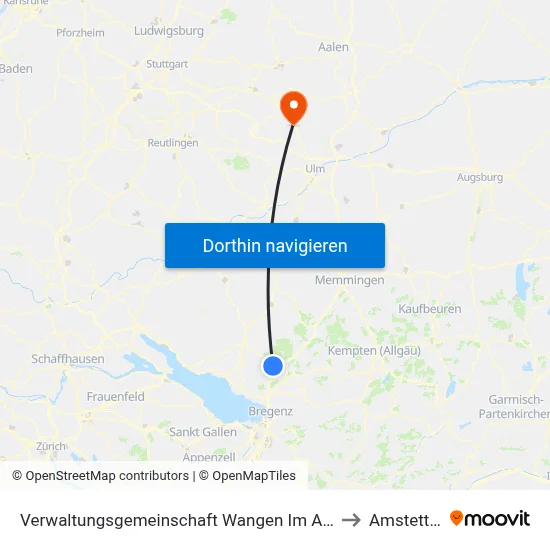 Verwaltungsgemeinschaft Wangen Im Allgäu to Amstetten map