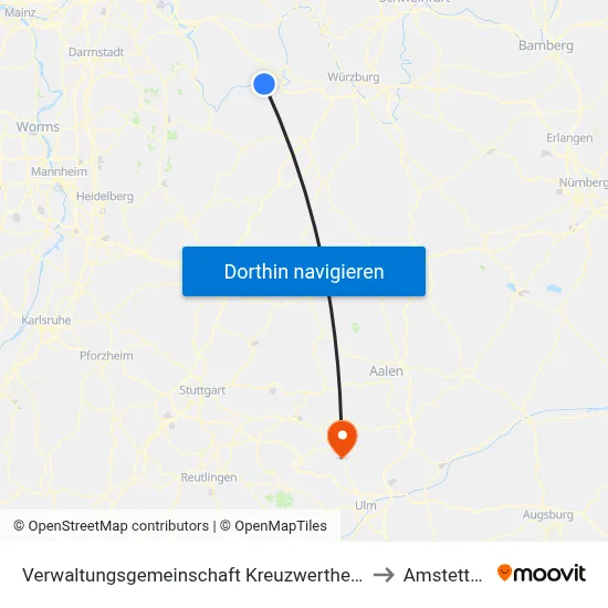 Verwaltungsgemeinschaft Kreuzwertheim to Amstetten map