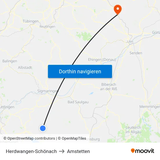 Herdwangen-Schönach to Amstetten map