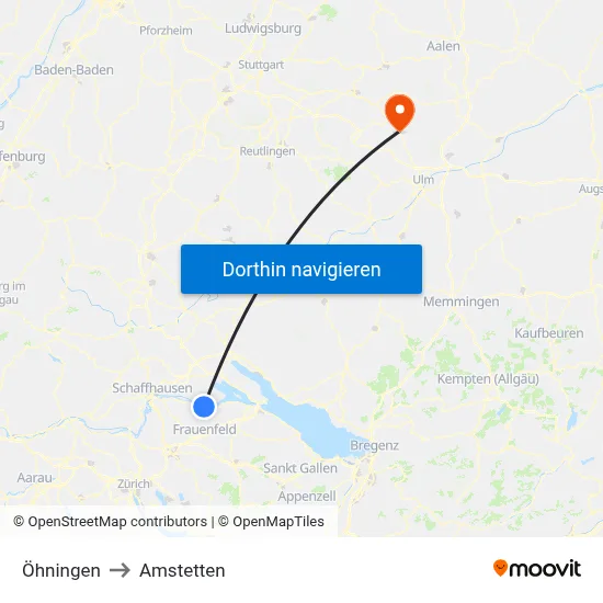 Öhningen to Amstetten map