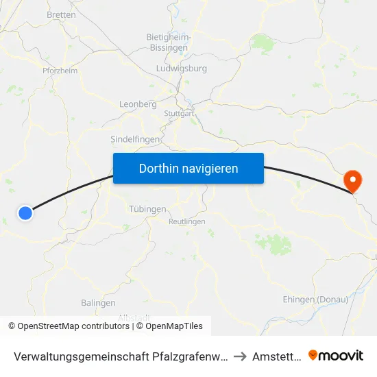 Verwaltungsgemeinschaft Pfalzgrafenweiler to Amstetten map