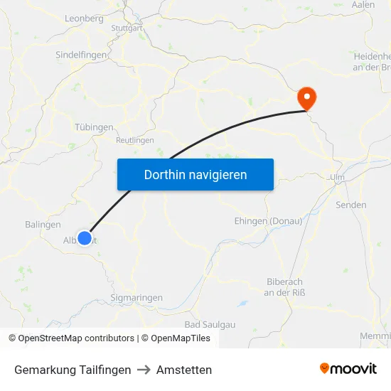 Gemarkung Tailfingen to Amstetten map