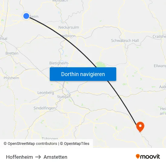Hoffenheim to Amstetten map