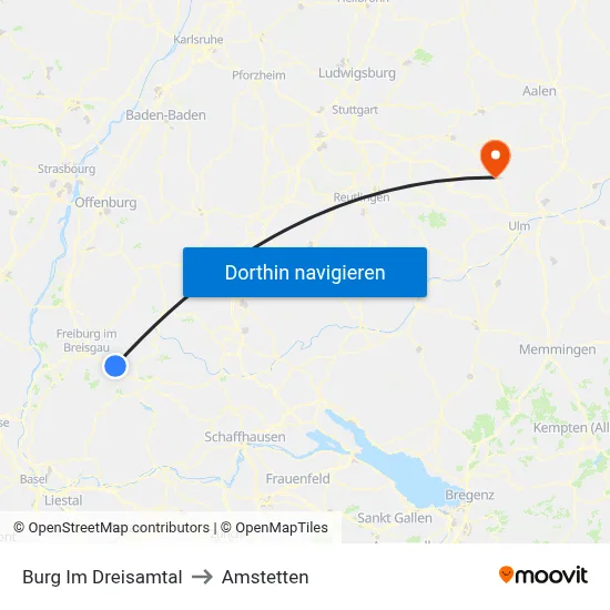 Burg Im Dreisamtal to Amstetten map