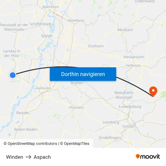 Winden to Aspach map