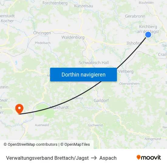 Verwaltungsverband Brettach/Jagst to Aspach map