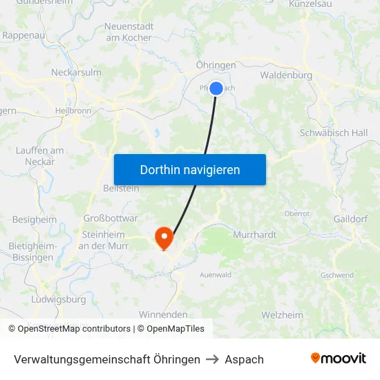 Verwaltungsgemeinschaft Öhringen to Aspach map