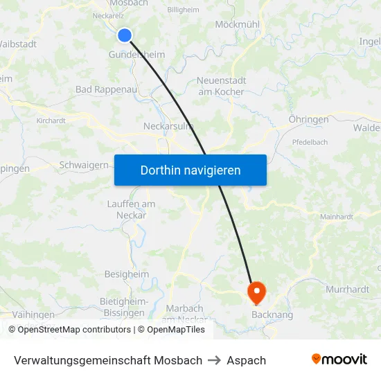 Verwaltungsgemeinschaft Mosbach to Aspach map
