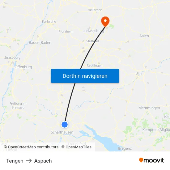 Tengen to Aspach map