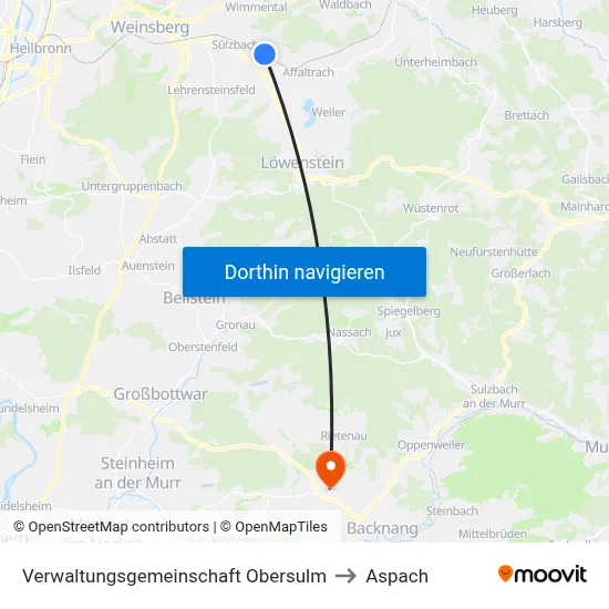 Verwaltungsgemeinschaft Obersulm to Aspach map