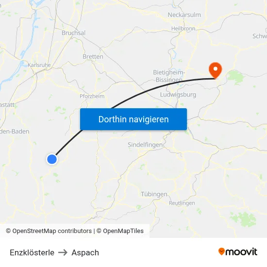 Enzklösterle to Aspach map