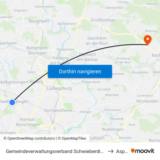 Gemeindeverwaltungsverband Schwieberdingen-Hemmingen to Aspach map