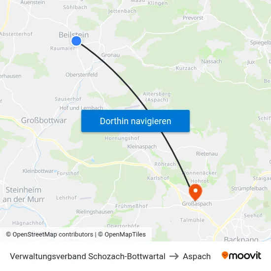 Verwaltungsverband Schozach-Bottwartal to Aspach map