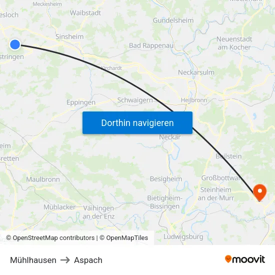 Mühlhausen to Aspach map