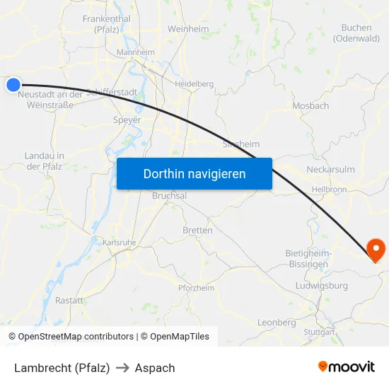 Lambrecht (Pfalz) to Aspach map