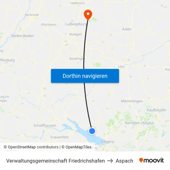 Verwaltungsgemeinschaft Friedrichshafen to Aspach map