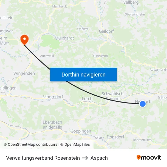 Verwaltungsverband Rosenstein to Aspach map