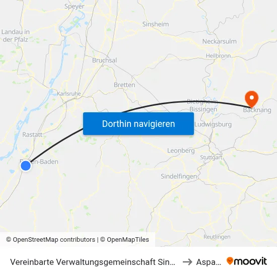 Vereinbarte Verwaltungsgemeinschaft Sinzheim to Aspach map