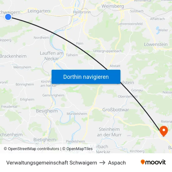 Verwaltungsgemeinschaft Schwaigern to Aspach map