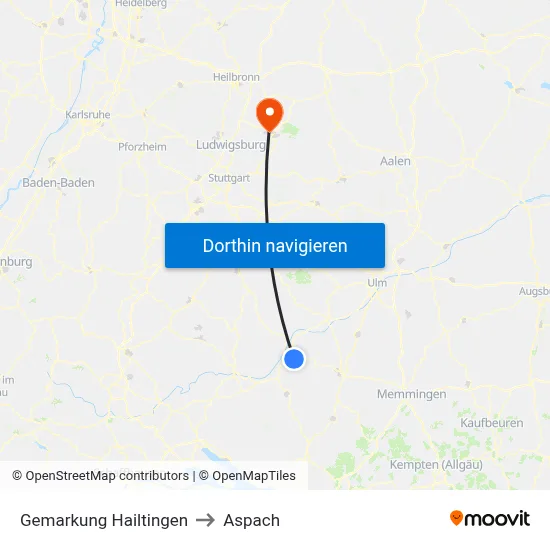 Gemarkung Hailtingen to Aspach map