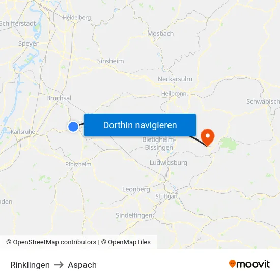 Rinklingen to Aspach map