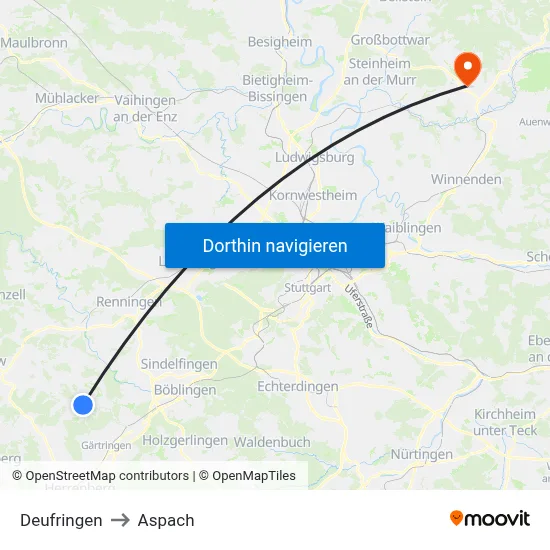 Deufringen to Aspach map