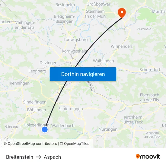 Breitenstein to Aspach map