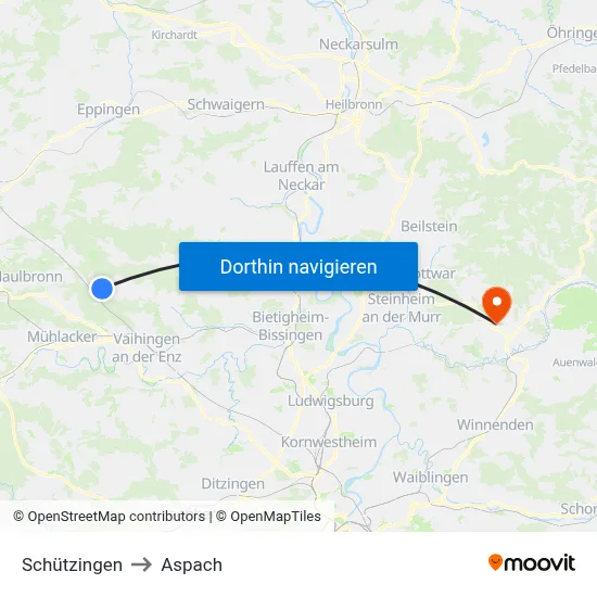 Schützingen to Aspach map