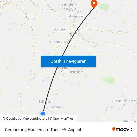 Gemarkung Hausen am Tann to Aspach map