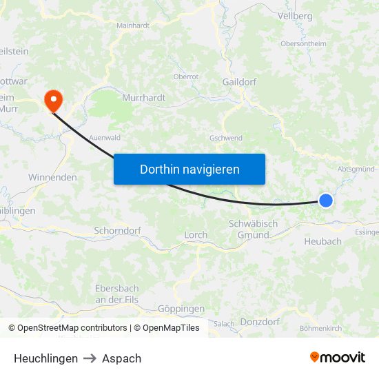 Heuchlingen to Aspach map