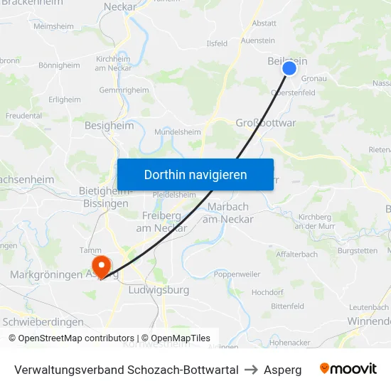 Verwaltungsverband Schozach-Bottwartal to Asperg map