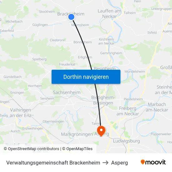 Verwaltungsgemeinschaft Brackenheim to Asperg map