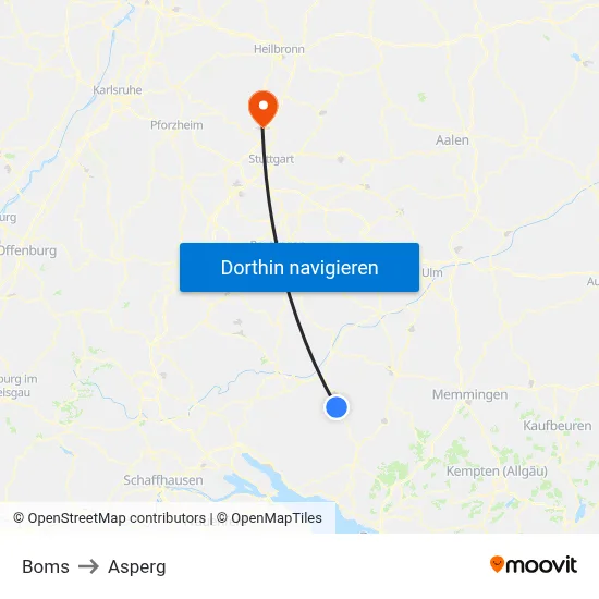 Boms to Asperg map