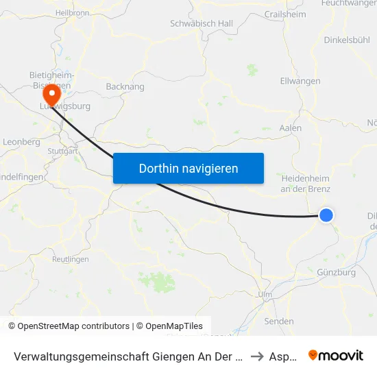 Verwaltungsgemeinschaft Giengen An Der Brenz to Asperg map