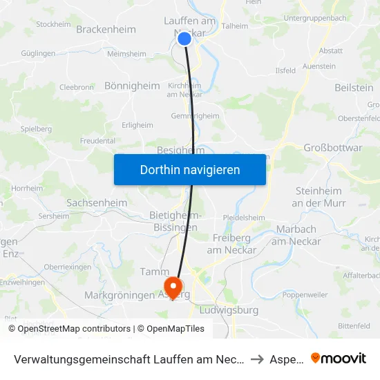 Verwaltungsgemeinschaft Lauffen am Neckar to Asperg map