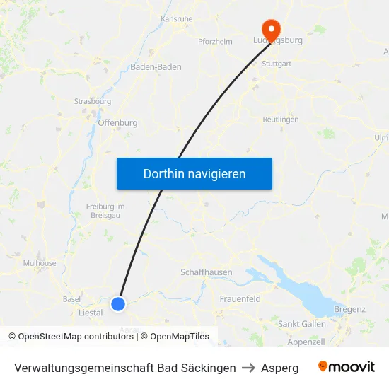 Verwaltungsgemeinschaft Bad Säckingen to Asperg map