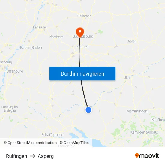 Rulfingen to Asperg map