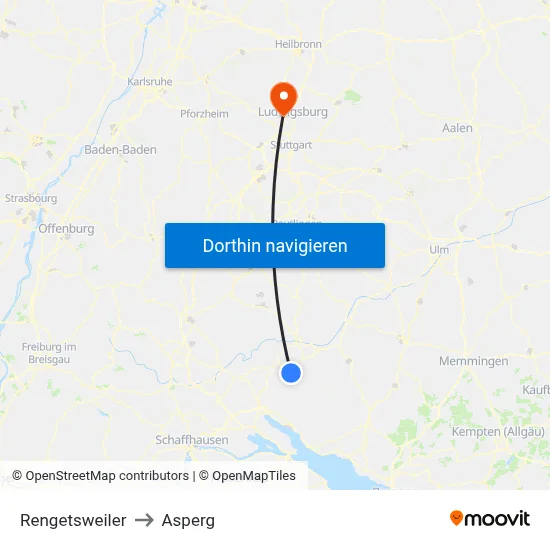 Rengetsweiler to Asperg map
