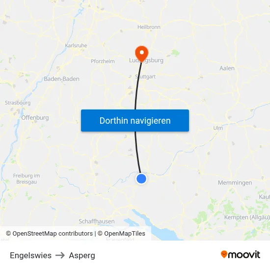 Engelswies to Asperg map